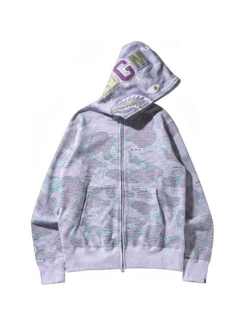 A BATHING APE® Text Code Camo Shark hoodie Grey 1I30115013