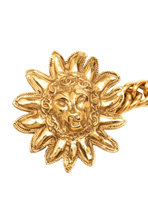 CHANEL Pre-Owned 1970-1980 Gold Plated Leo Lion Sun Medallion Charm Necklace costume necklace Gold OLC0VDX6JNMXS998