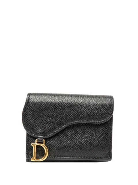 Christian Dior Pre-Owned 2020-2026 Grained Calfskin Saddle Trifold Wallet small wallets Black 7YFILHMBLC0WW234