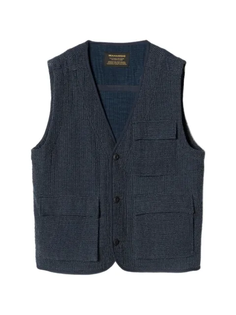 Maharishi sashiko-stitch utility vest Blue 7303