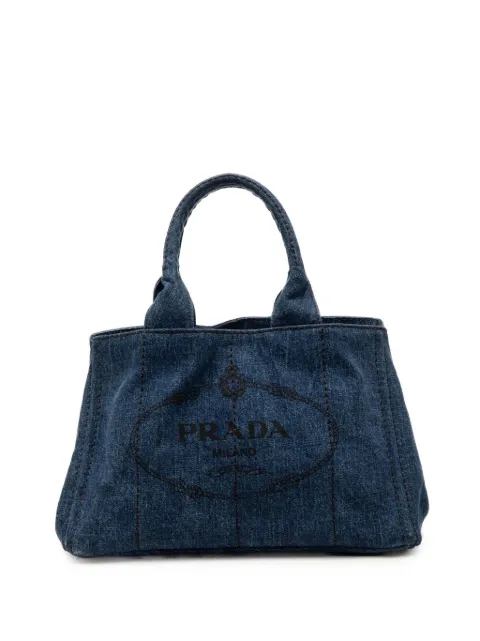 Prada Pre-Owned 2013-2026 Denim Canapa Logo satchel Blue 0TZQEYHO2TX4AGW5