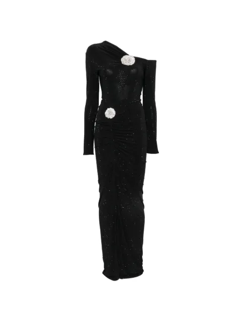 MIRON embellished floral-accent maxi dress Black 029