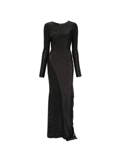 MIRON crystal-embellished draped dress Black 028