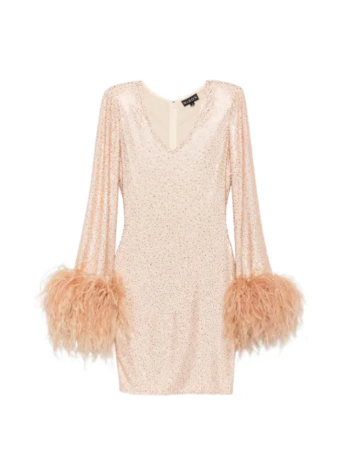 MIRON V-neck embellished mini dress Neutrals 100