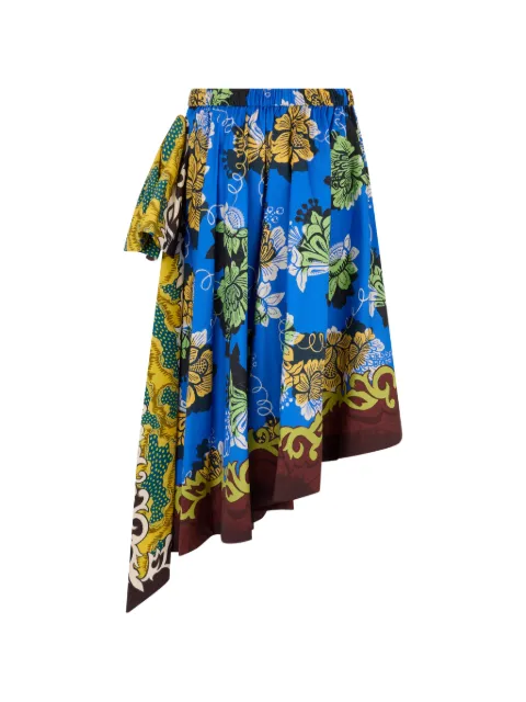 ALEMAIS floral-print asymmetric midi skirt Blue 7051D