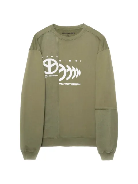 Maharishi logo-print panelled sweater Green 7366