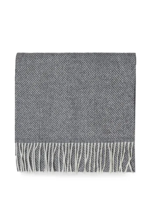 Lanvin herringbone fringe-trim scarf Grey 710002440