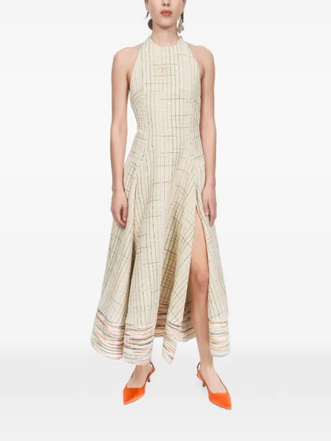 Rosie Assoulin check halterneck dress Neutrals R263D01WS151975
