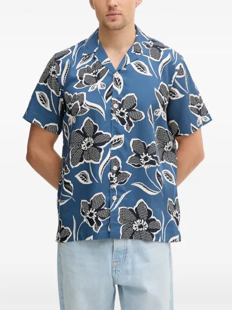 Lindbergh floral-print short-sleeve shirt Blue 30203707