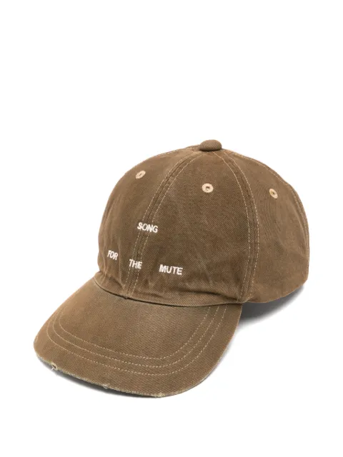 Song For The Mute logo-embroidered distressed-effect cap Brown 261CAP004DNIMSND