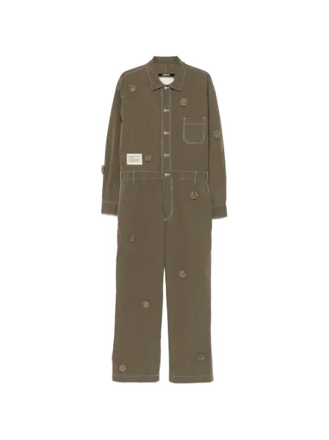 Song For The Mute x Birkensock Gardener crochet-flower jumpsuit Green 26BUOV002TENTGRN