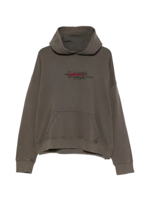 Song For The Mute embroidered-logo pouch-pocket hoodie Brown 261MJP030P7TERYBRN