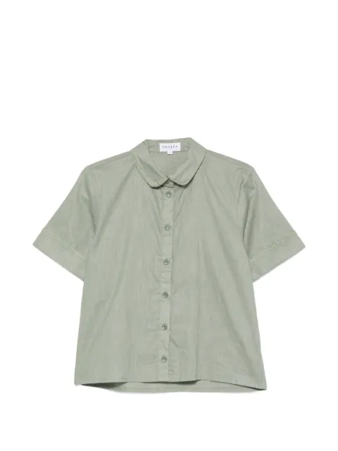 orsina blanket-stitched short-sleeve shirt Green PSSSS3