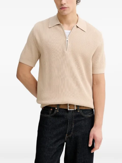 Marc O'Polo ribbed-knit zip-up polo shirt Neutrals 5000008077