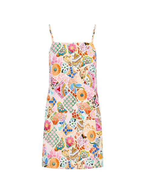 Seafolly Beach Boheme Bandeau printed linen mini dress Pink 55773DR