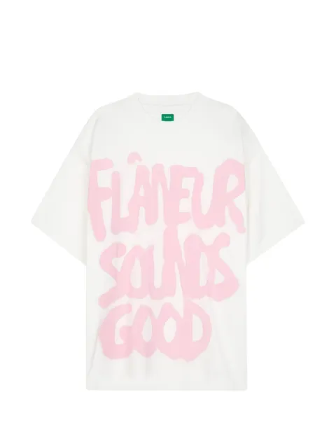 FLÂNEUR spray-effect logo-print T-shirt White FTSH112