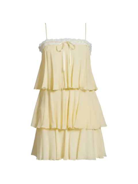 LoveShackFancy Cedra lace-trimmed tiered mini dress Yellow D29983298