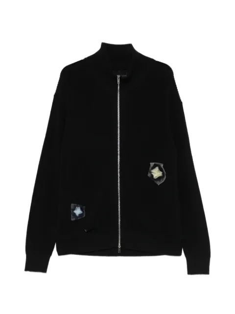 Song For The Mute floral-patch zip-up cardigan Black 261UKT031FCOTNBLK