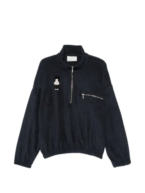 Song For The Mute character-patch half-zip sweatshirt Blue 261MJP031TTRYNVY