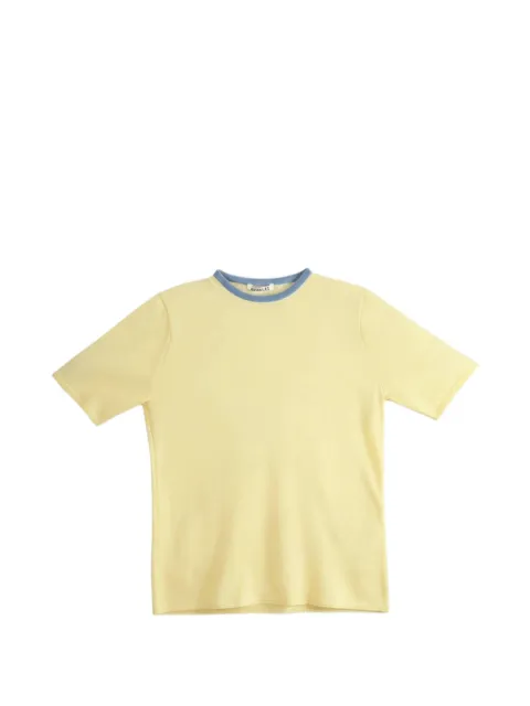 Auralee contrast-trim raglan-sleeve T-shirt Yellow A26ST02KW