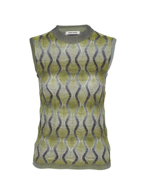 Henrik Vibskov Resonance zigzag-knit top Green SS26KEYF701