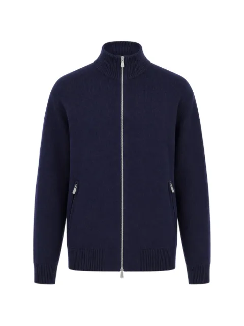 Brunello Cucinelli zip-up ribbed-trim cardigan Blue M3610801CW425