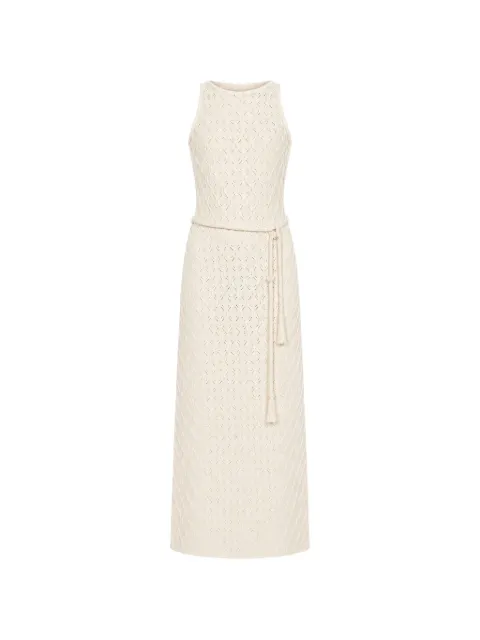 Devon Windsor braided-belt maxi dress White RE26573DR