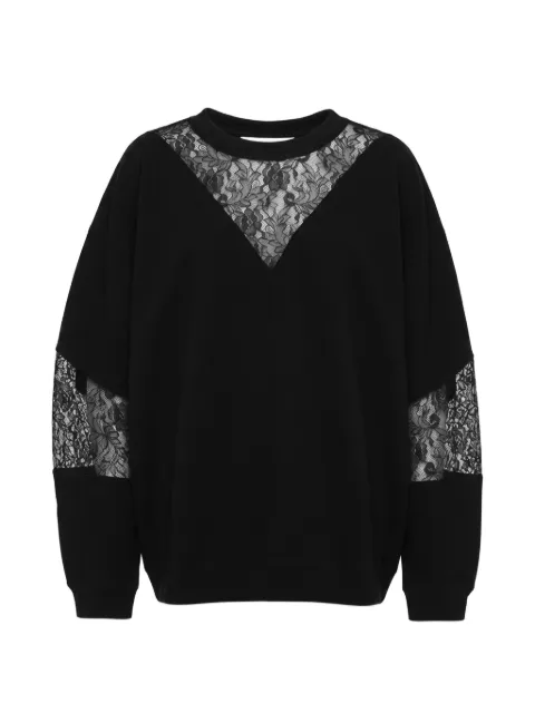 Almaz lace-panelled hook-fastening sweatshirt Black TP3101LACESWEAT