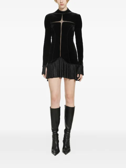 DAISY velvet pleated-skirt mini dress Black NECRODRESS
