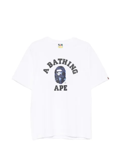 A BATHING APE® camouflage-print logo-print T-shirt White 001TEM301019M