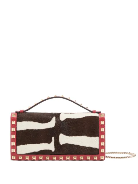 Valentino Garavani Rockstud wallet with chain in pony-effect calfskin Brown WP0AK2AWT