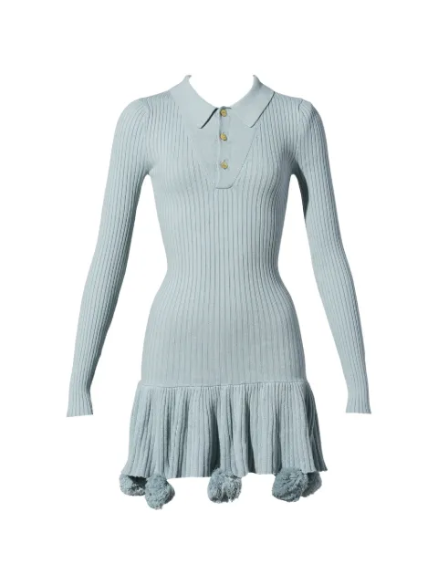 Conner Ives pom-pom ribbed-knit dress Blue CON25F1041GY