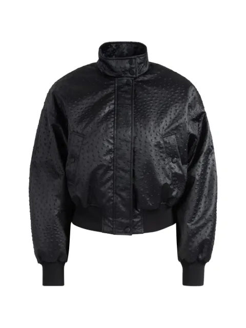Elisabetta Franchi ostrich-effect bomber jacket Black GB06D63E2