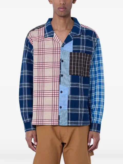 STORY mfg. patchwork plaid shirt Blue SSS26SHGRLCOTPLS
