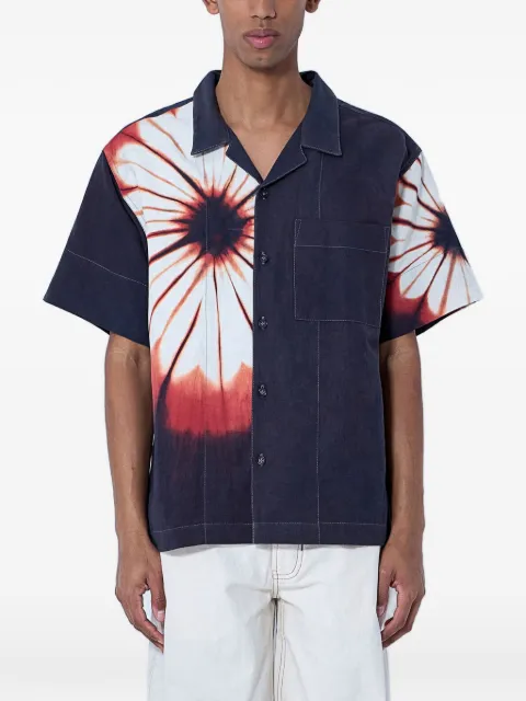 STORY mfg. tie-dye patch-pocket short-sleeve shirt Blue SSS26SHGRECOTPFC