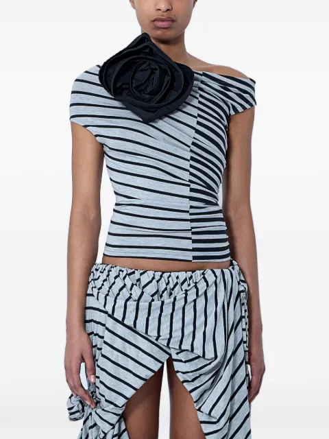 Vaquera floral-appliqué top Grey VAQ11T039