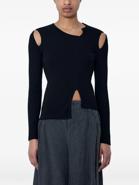Limi Feu ribbed-knit cut-out T-shirt Black LKT330532