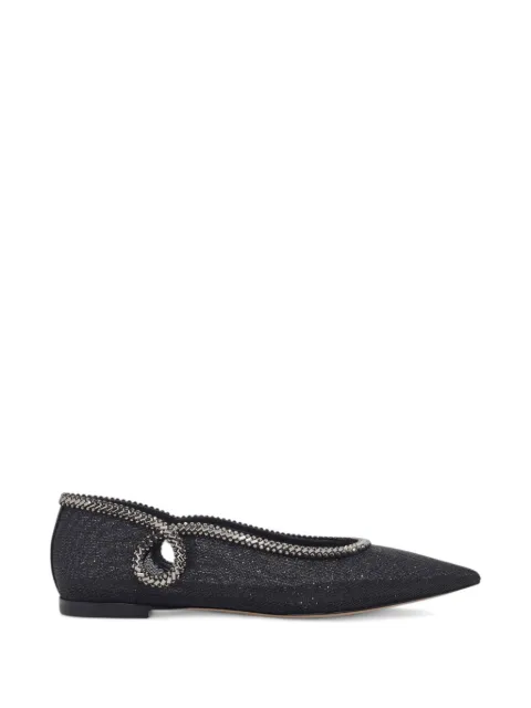Casadei Josephine chain-trim pointed-toe ballet flats Black 1A308B0101C2955C