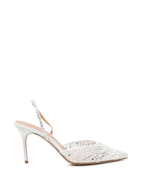 Gedebe 85mm crystal-embellished mesh pumps White ANISLG80MIRSS26