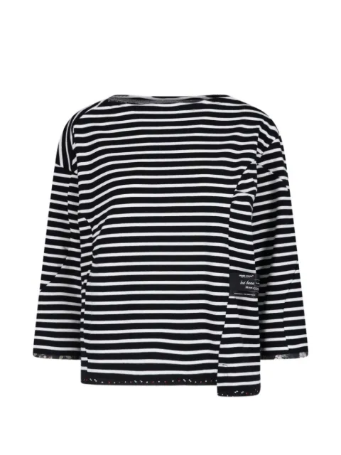 Undercover striped asymmetric long-sleeve T-shirt Black UC1F18021
