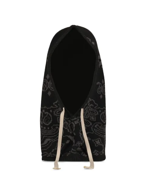 JUN/NAKAYAMA paisley-print drawstring balaclava Black JNFW25026BLKGRY
