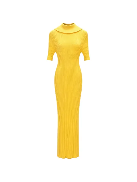 Elisabetta Franchi ribbed-knit roll-neck midi dress Yellow AM22S62E2