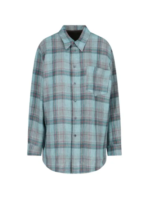 Magliano check-pattern linen shirt Blue MGSS26OS01195