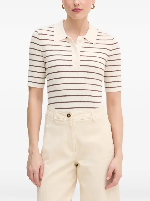 Mos Mosh striped ribbed polo shirt Neutrals 176710