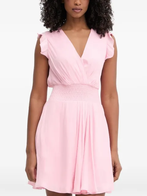 Morgan ruffled smocked-waist mini dress Pink RWANY