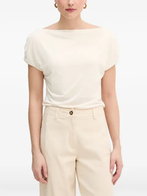 Mos Mosh gathered-sleeve boat-neck T-shirt Neutrals 177470