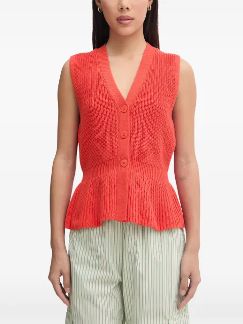 Mos Mosh Herbi ribbed-knit peplum cardigan Orange 176700