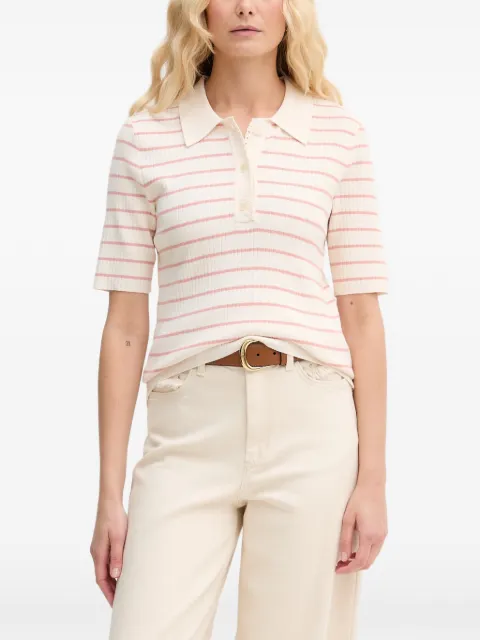 Mos Mosh MMCaliz striped ribbed polo shirt Neutrals 176710