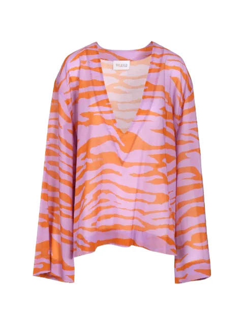 The Attico animalier-print V-neck blouse Purple 260WCE00001
