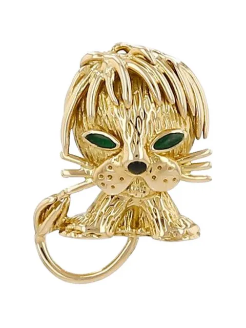Van Cleef & Arpels 1980s Lion Ebouriffé enamel brooch Gold 431618